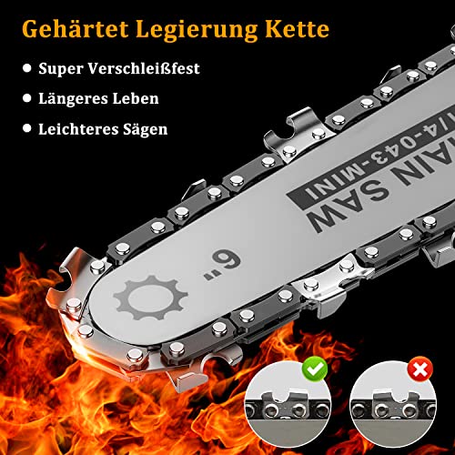 Mini Kettensäge mit Akku, JINDUN Akku Kettensäge, 6 Zoll Elektrische Akku Tragbar Kettensäge Mit Zwei Stück Akku… – Bild 4