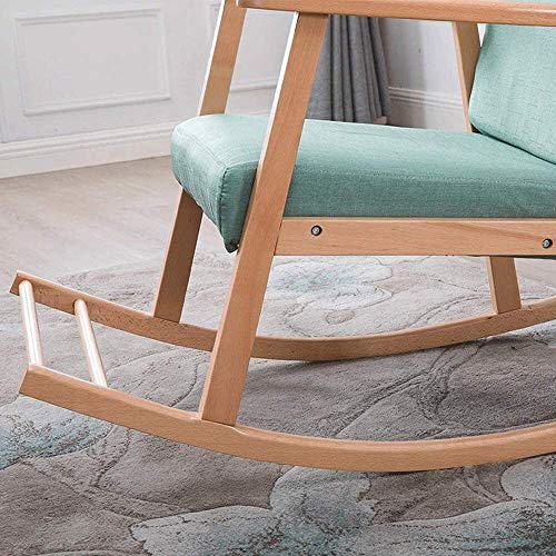 CHICAI schommelstoel - gestoffeerde schommelstoel, moderne hoge rugleuning fauteuil, comfortabele tuimelstof gewatteerde zitting houten basis (kleur: bruin) - Afbeelding 6