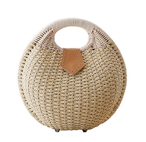Bolsa tote de mimbre con forma de concha para mujer miniatura 1