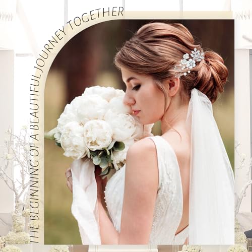 inSowni 20 Pieces Rhinestone Pearl Bridal Wedding Party Prom White Flower Hair Side Combs Slides +U-shaped Floral Hair Pins+Twist Spiral Pearl Hairpins Headpieces for Brides Bridesmaids Girls Women - Image 3