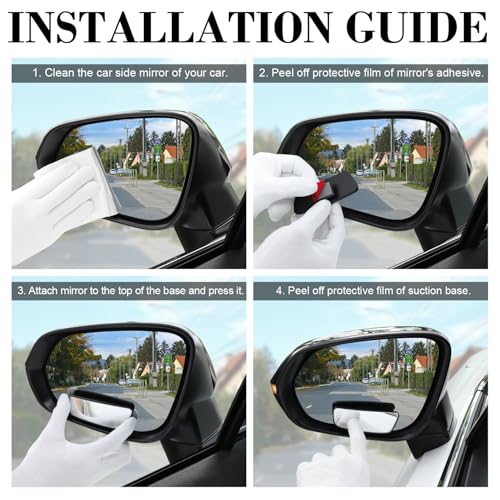 image for Livtee Framed Rectangular Blind Spot Mirror, HD Glass and ABS Housing 