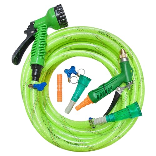 Image of Mashki 1 /2 Inch 3-Layered Braided Water Hose Pipe With Water Spray Guns, Tap Connector & Clamps For Gardening, Car Washing, Home Use Etc (15 Meter (50 Feet))