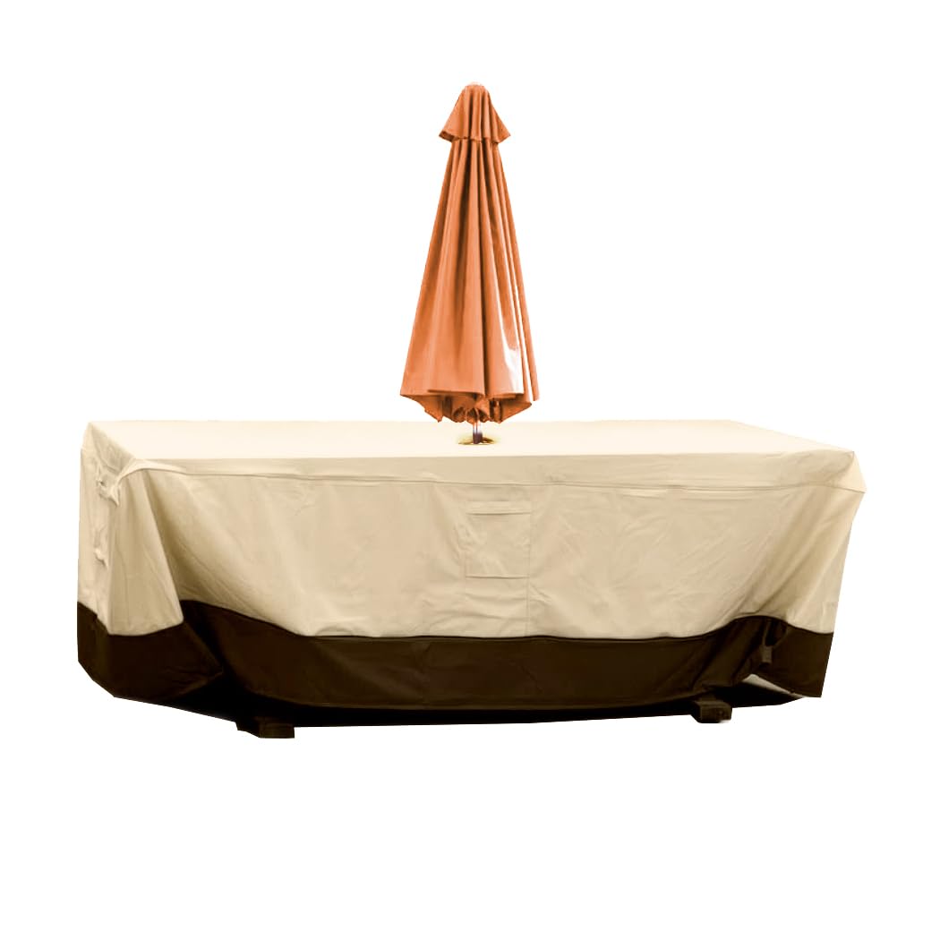 Patio Table Chair Set Cover with Umbrella Hole Water-Resistant Outdoor Furniture Cover Rectangular / Oval Veranda Garden Table Covers (88x59x23in) : Patio, Lawn & Garden