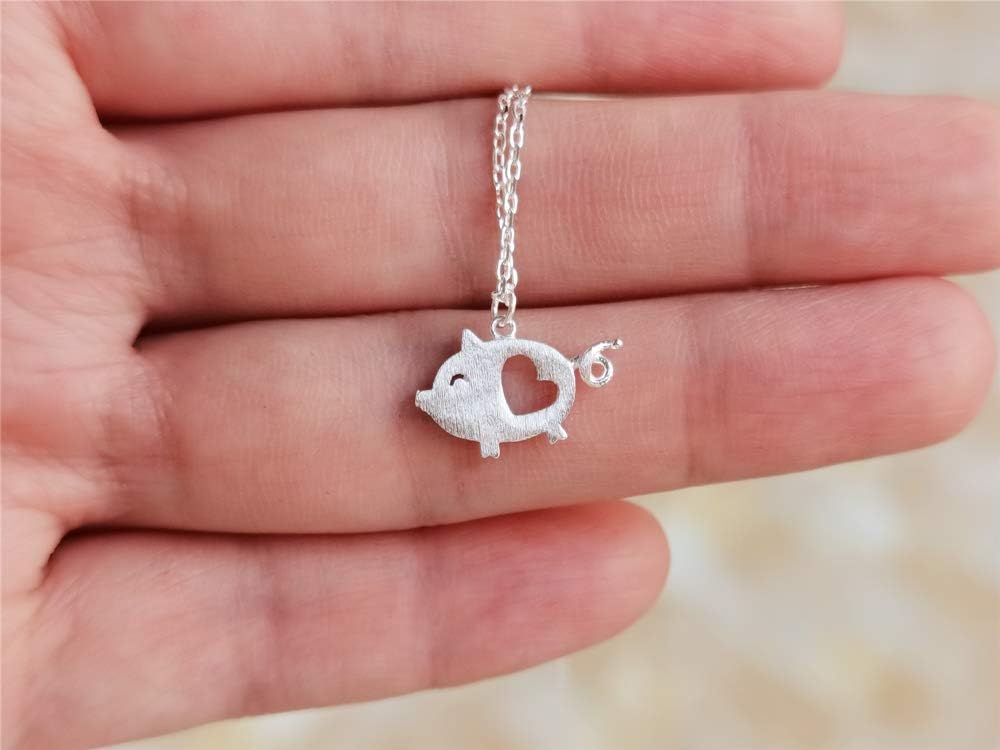Cute Pig Pendant Necklace 925 Sterling Silver Love Heart Necklaces for Women Nickle Free Animal Pet Adjustable Link Chain Dainty Jewelry for Daughter Niece - Image 6