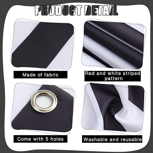 Image of Preboun 5 Pcs Carnival Awning Decorations Tent Circus Hanging Decorations Carnival Banner Concession Stand Sign Canopy Awning for Pirate Summer Party, 9.84''x78.74'' (Black and White)