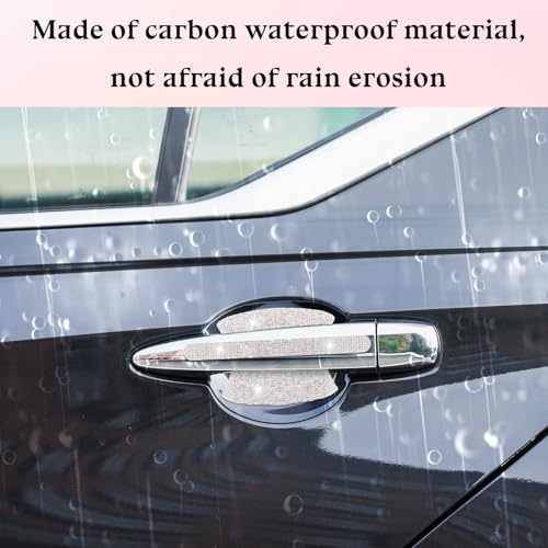 Image of 10Pcs Bling Car Door Handle Protector, Bling Auto Doors Handles Sticker Anti-Scratch Protective Cover Glitter Automotive Exterior Accessories Car Accessories Universal for SUV, Truck(Silver)