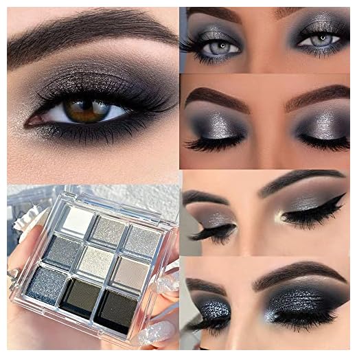 KARNAR Smokey Eye Eyeshadow Palette, 9 Colors Cool Toned Shimmer Glitter Eyeshadow, Natural Neutral Smokey Shiny Eyeshadow Ultimate Makeup Palette, Vibrant Make Up Pallets Kit (9 colors-Smokey)