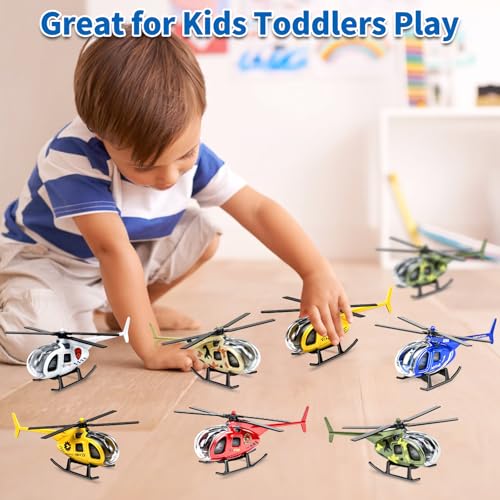 Tcvents Diecast Helicopters 6 Color, Military Model Plane Helicopter Toy for Boys 3 4 5 6 7 Years Old, Airplane Vehicles Gift for Toddler Kids Birthday Party Favors & Cake Toppers
