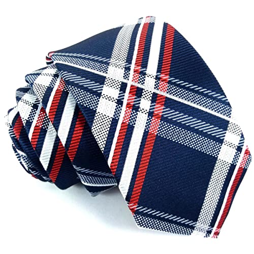 Gravata Masculina Slim Xadrez Azul Marinho Moderna Luxuosa