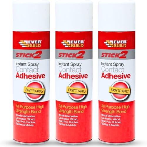 3x Stick2 All-Purpose High Bond Strength Contact Spray Adhesive 500ml – Strong Bond for Wood, Metal, Plastic, Leather & More