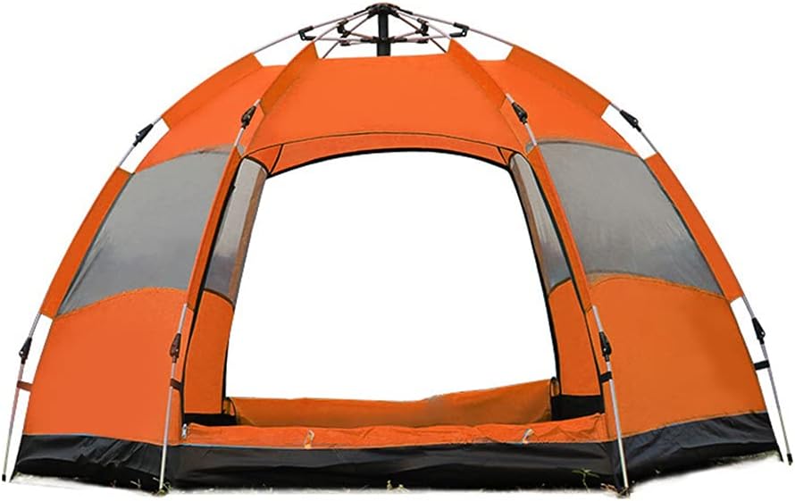 Hexagonal Tent Automatic Opening Pop Up Tent Outdoor Camping Tent Double Layer Portable Lightweight Backpack Tent Sunshade Shelter Beach Tent