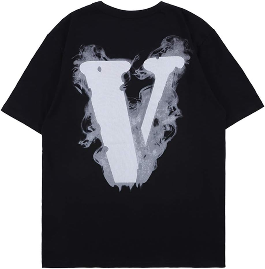 ArnodefranceV Letter Skull Print Tshirt Hiphop Rapper Cotton Crewneck Tee Shirt