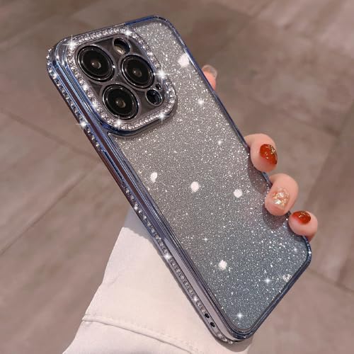 Coque strass pour iPhone 14 Pro Max effet diamant bleu