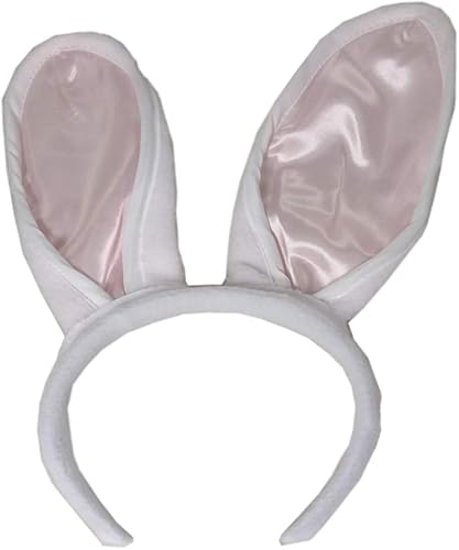 Miniatura 2 de Diadema con orejas de conejo en color blanco y rosa y cola esponjosa