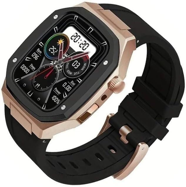 Kit de mod pour iWatch 44 mm 45 mm à absorption de choc en acier et bracelet silicone