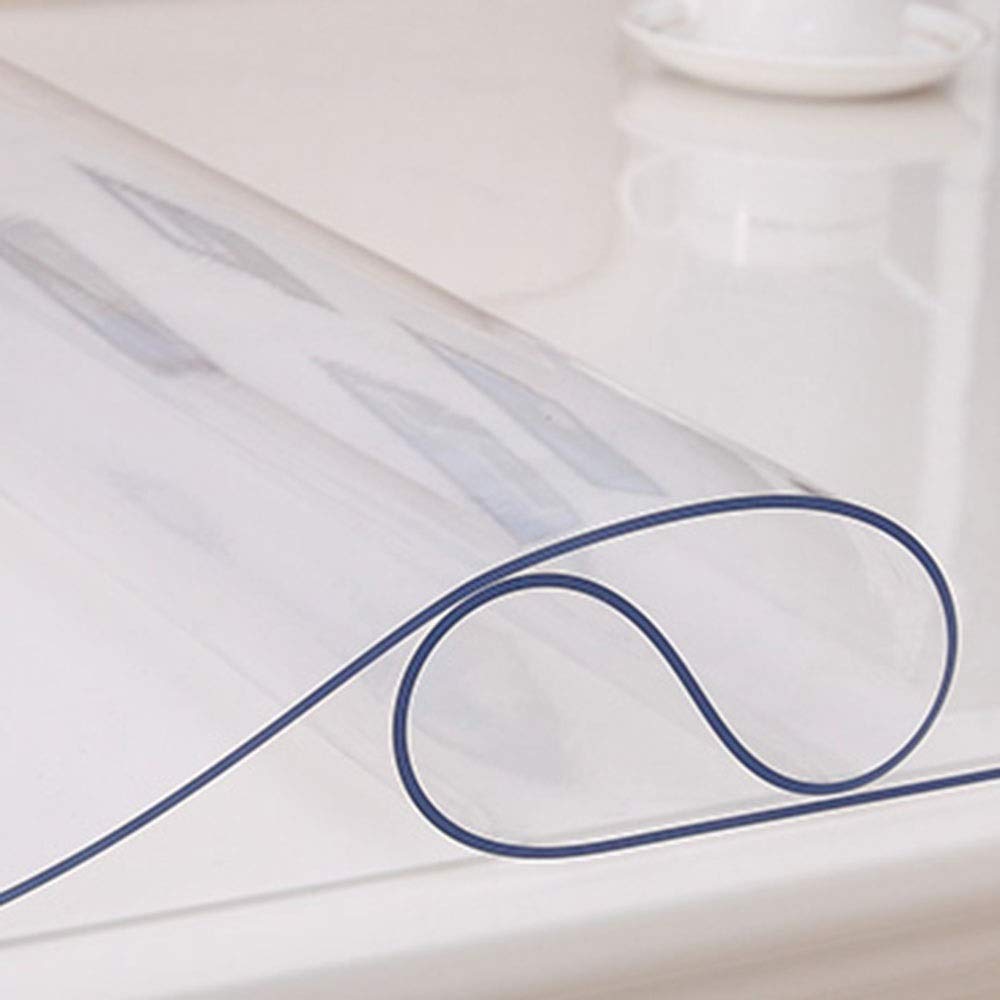 Tovaglia Vetro Morbido Personalizzabile Copritavolo Trasparente Antiscivolo Resistente al Calore in Gomma Morbida in PVC per Tavolo da Pranzo Mobile TV Toeletta (Clear-1.5mm,70x120cm)
