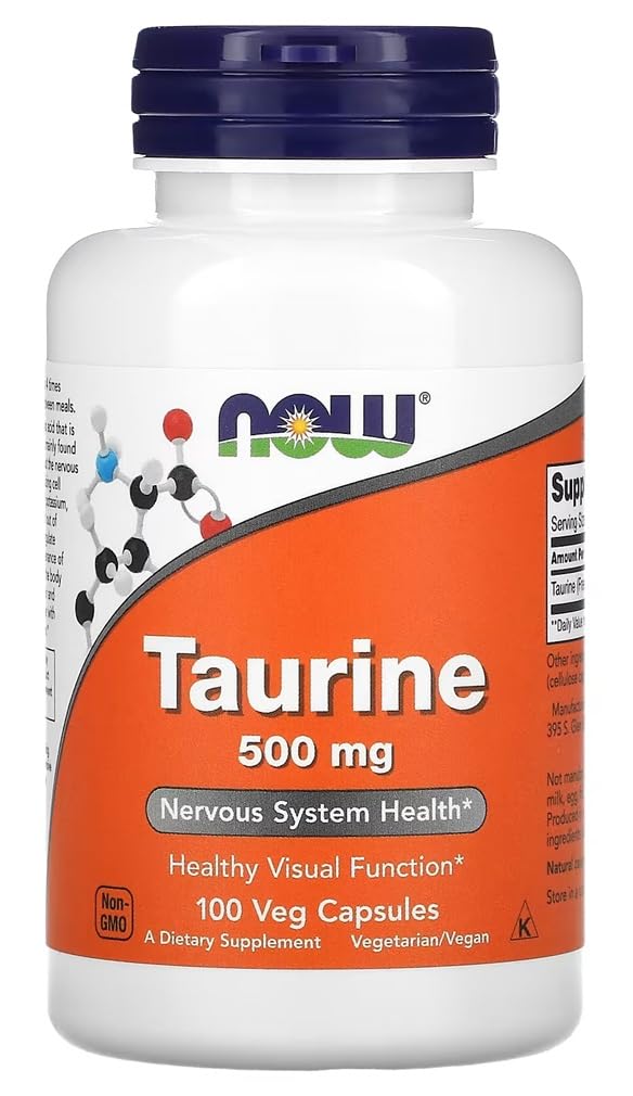 Now Foods - Taurine, 500mg | Acide Aminé pour le Soutien de la Santé Cardiaque et Énergétique - 100 Gélules