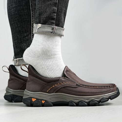 Enjerr Orthopedic Shoes Men 2025 New Men's Orthopedic Hands-Free Genuine Leather Slip On Loafers Men's Walking Shoes3