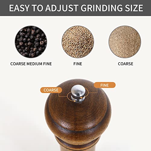 1Pack Wood Pepper Grinder, Xwxo 10 Inch Salt Mill Pepper Grinder, Pepper Mill, Salt Shakers With Adjustable Ceramic Rotor - 1 Pack Oak Wood Pepper Grinder For Your Kitchen #TOP5