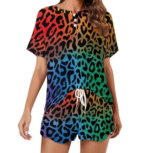 Ensemble pyjama léopard coloré femme pour ne plus souffrir de la chaleur la nuit en été