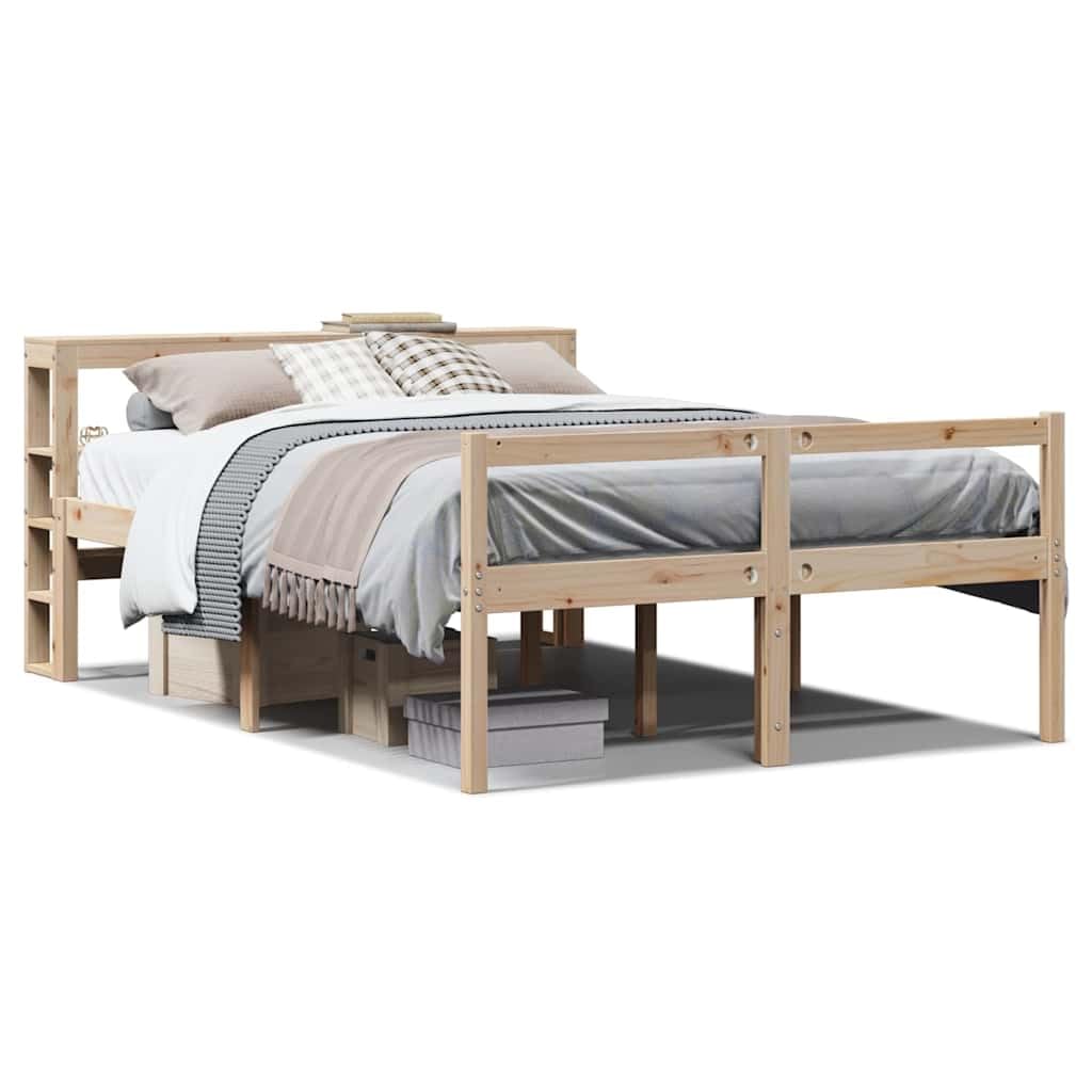 Massives Kiefernholz Seniorengerechte Einstiegshöhe Bettgestell Braun | Seniorenbett Massivholz Kiefer mit Kopfteil und Fußteil ohne Matratze 160x200 cm, 44 cm Einstiegshöhe, Komforthöhe mit