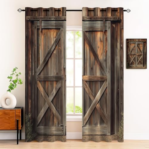 Rideau de salon style porte de grange en bois 117x137 cm - 3
