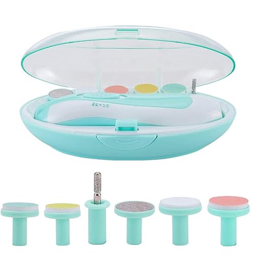 Lima eléctrica de uñas para bebés con luz, 6 cabezales de molienda, kit de cortaúñas seguro para bebés recién nacidos y niños pequeños, dedos de los