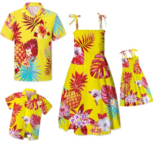 Image of SANGTREE Family Matching Hawaiian Outfits , Casual Beach Travel Clothes ,Vacation Clothing Set for Women & Men & Girls & Boys