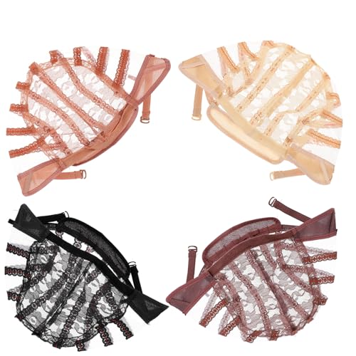JOINPAYA Gorra para Pelucas de Encaje en Forma de U, 4 Piezas Surtidas (negro, Piel, Marrón Claro, Marrón Oscuro), Malla Ligera y Transpirable para Cuidado del Cabello, Uso Doméstico