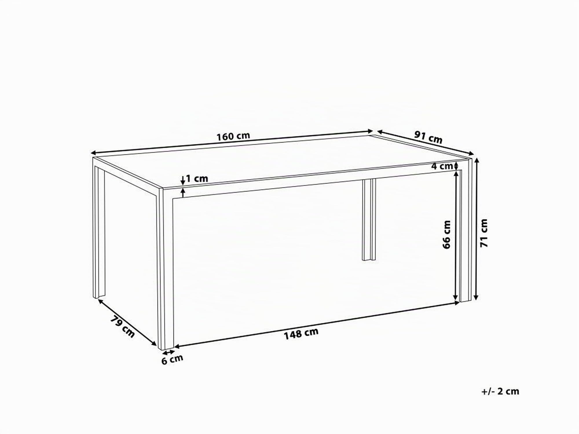 Beliani Gartentisch Esstisch Glas Schwarz für 6 Personen 160x90 cm Aluminium Catania