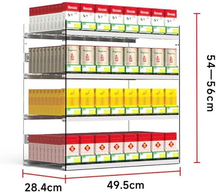 Wall Mounted Cigarette Showcases Rack, Auto Cigarette Pusher Cigarette Display Holder, Acrylic Rectangular Cigarette Case Holder, Store Display Shelves ( Color : Clear , Size : 49.5x28.4x54cm )