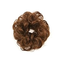 Vista 3 de 1 pieza de cabello de moño desordenado, 1 pieza de extensiones de cabello rizado ondulado con banda de goma elástica para mujeres y niñas, extensión