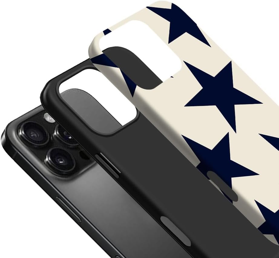 for iPhone 16 Pro Case | Beige Navy Blue Stars | Slim Drop Protection Design - Image 2
