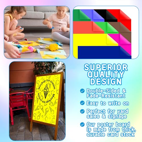 neon poster board 30 sheets-22x28-inch double-sided color cardstock paperideal for signscraftsprojects-10 assorted colors in bulk packthree of each color