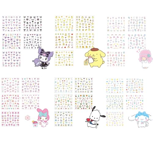 30Pcs Nail Stickers, Nails Stickers, Nail Stickers for Nail Art, Cartoon Fun Design Sticker Nails for Girls, Nail Art Kit for Creative Play and Girls