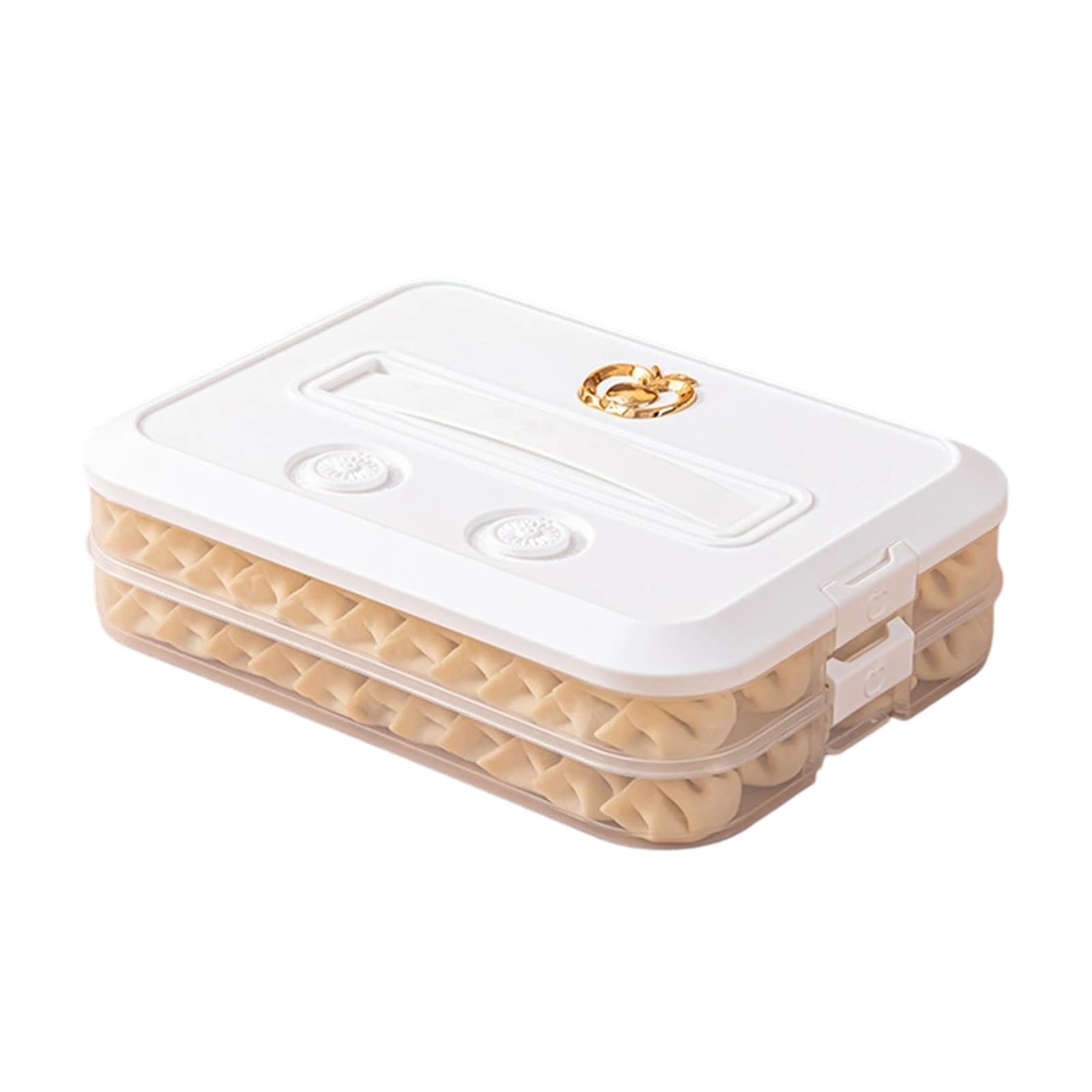 Carotoe White Two Layer Cove Fashionable Multiple Layer Food Storage Box With Lid Designs Accessory For Cookie Dumpling And More Organizatioin Food Storage Container