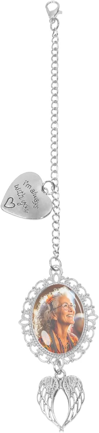 Penta Angel Graduation Cap Photo Charm Personalized Memorial Graduate Cap Decorations DIY Tassel Gifts for Class of 2025 2026 Grad Cap Gown Ceremony (Silver)