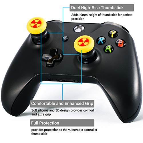 Image of Playrealm FPS Thumbstick Extender & 3D Texture Rubber Silicone Grip Cover 2 Sets for Xbox Series X /S & Xbox One Controller(Radiation Yellow)