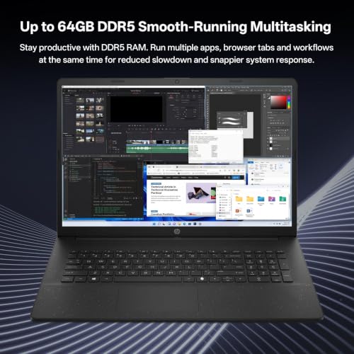 Image of HP 17.3 inch Business Copilot AI Laptop, Intel Ultra 5 255U,16GB DDR5 1TB SSD | 17.3 inch Large Display for More Workspace&AI Task, Numeric Keypad, Battery Fast charge, Wi-Fi 6, Windows 11 Home, w / PCO Cooler