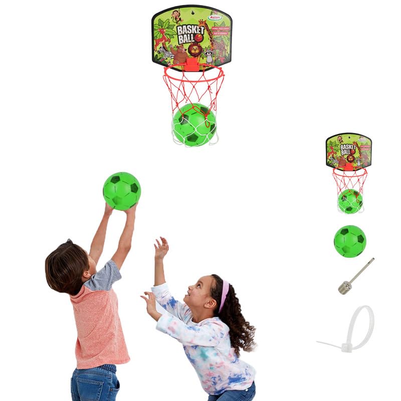 Image of Asian Portable Plastic Basketball with Hoop for Kids Multicolor (Animal Theme)