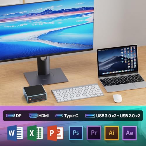 Image of Trycoo Mini PC AMD Ryzen 5 5500U(4.0GHz) Mini Processors 16GB DDR4 RAM 512GB SSD Micro PC Support 4K@60Hz Triple Output WiFi6 BT5.2 Dual RJ45 USB3.2 Mini Desktop Computer