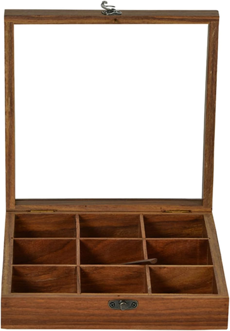 ExclusiveLane Wooden Indian Spice Box With Spoon (9 Partitions, 50 ML Each, Sheesham Wood) - Indian Spice Boxes for Kitchen Masala Dabba Wooden Masala Box Masala Daani Namak Dani Spice Container Rack