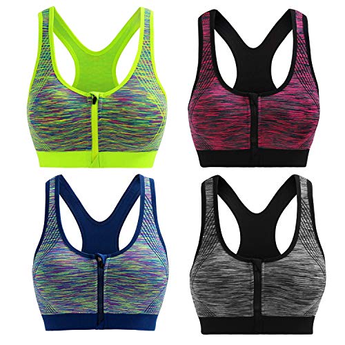 Cliont Soutien-gorge de sport pour femme Fermeture Éclair avant -  - L