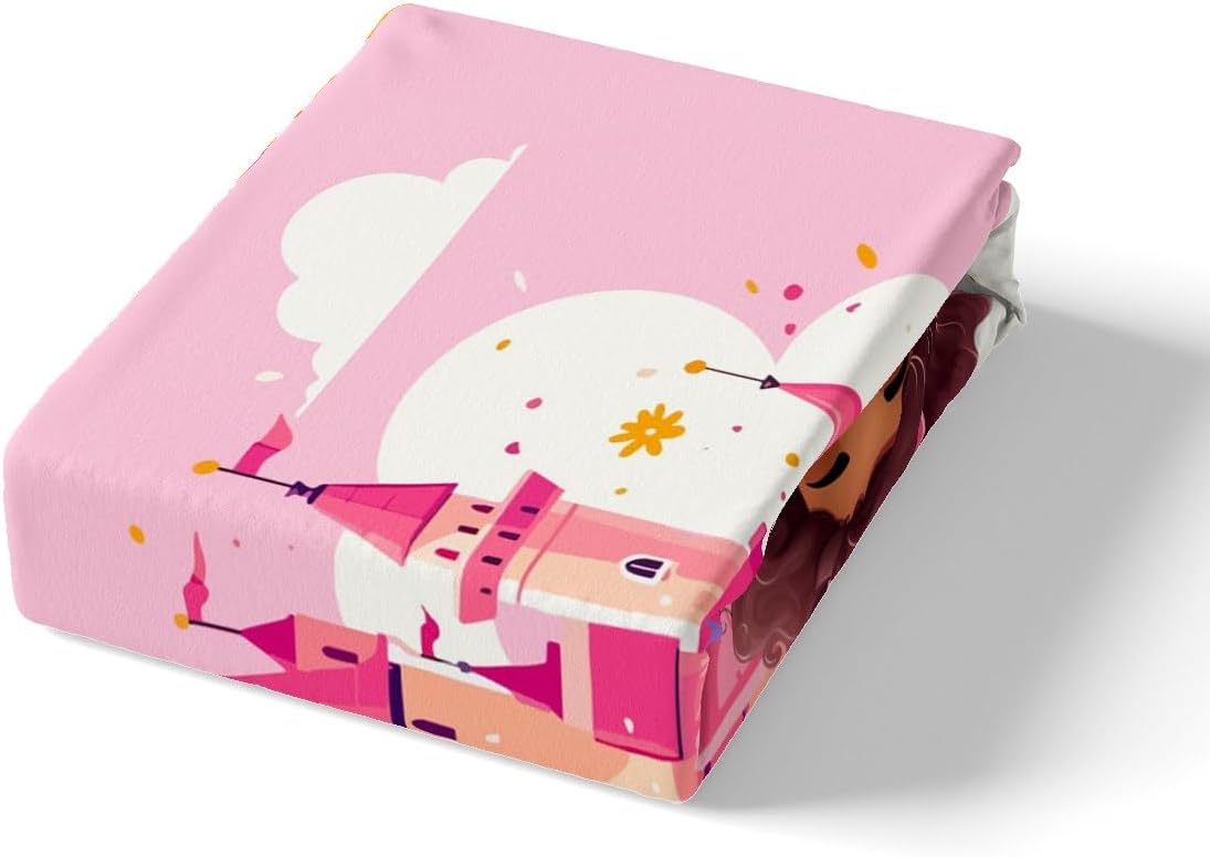 Black Princess Duvet Cover Twin Size 2 Pcs,Dreamy Castle Carriage Pink Girly Bedding Set for Kids Girls Kawaii Room,Fairy Tale Garden Floral Fantasy Quilt Cover(No Filler) for All Season