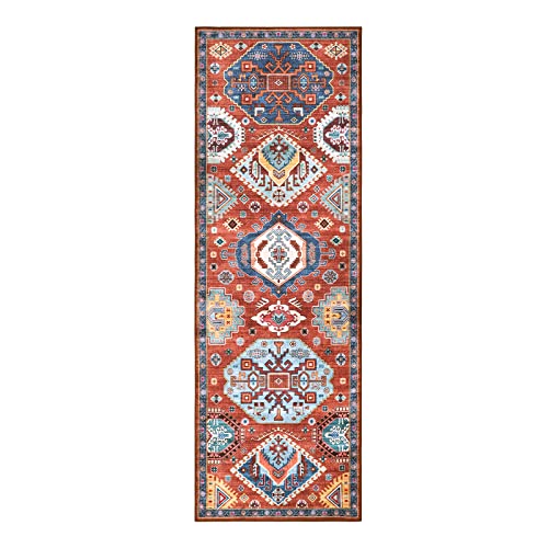 Lahome Ultra-Thin Red Washable Runner Rug 2X6, Boho Medallion Runner Rug For Hallway Non Slip, Oriental Tribal Stain Resistant Kitchen Runner Rug, Soft Living Room Carpet Runner For Bedroom Laundry #TOP7