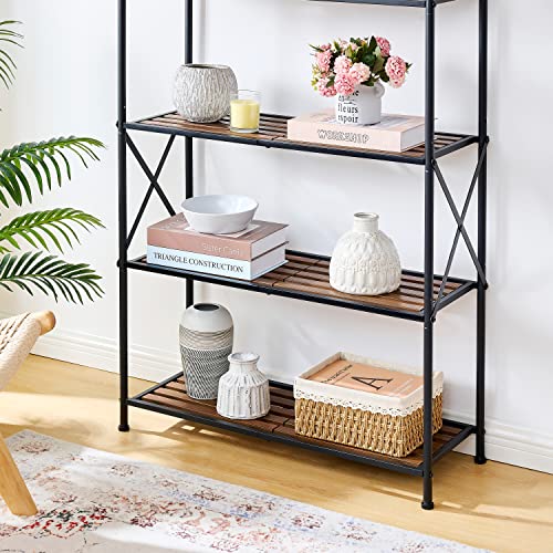 Tajsoon 5-Tier Storage Rack, Widen Shelving Unit Storage Shelves, Multipurpose Shelf Display Rack For Living Room, Kitchen, Bathroom, Balcony, Metal, Industrial Style/Black #TOP6