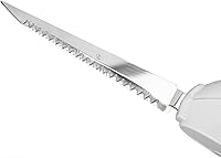 Vista 8 de AYNEFY Cuchillo eléctrico para carne, sin cable, funciona con pilas, cuchillo para tallar pavos de acero inoxidable, cuchillo de filete eléctrico