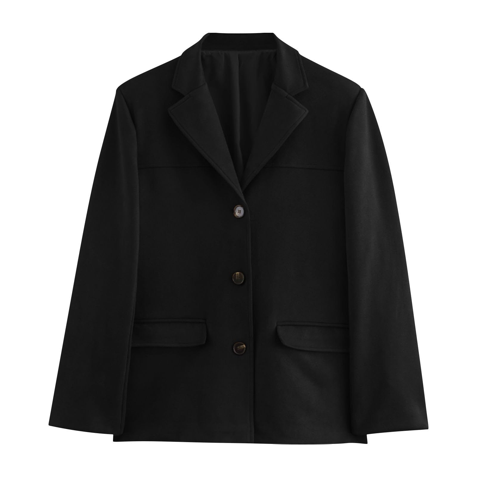 Blazer long pour femme - Noir - Tenue d'affaires - Veste élégante - Courte - Oversize - Costume traditionnel - Manteau court - Long blazer festif - Cardigan élégant