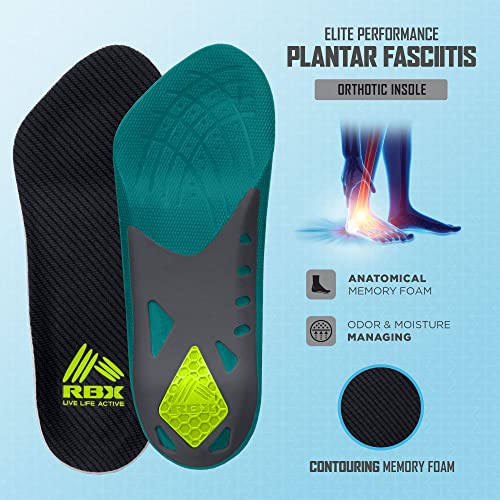 Image of RBX Plantar Fasciitis Ortho Insoles, 3 /4 Size for Men (Teal)
