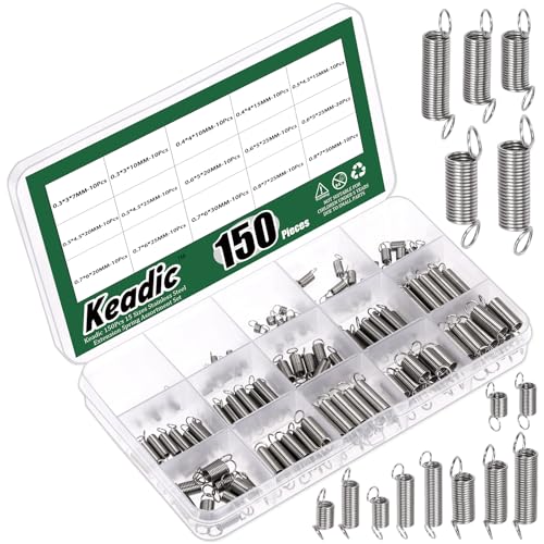 Muelles de extensión de acero inoxidable Keadic en kit de 150 piezas para reparaciones del hogar